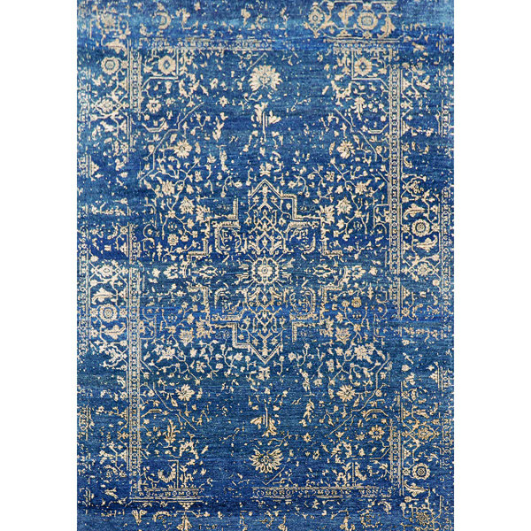 Bokara Rug Co., Inc. Hand-Knotted High-Quality Dark Blue and Gold Area Rug | Perigold